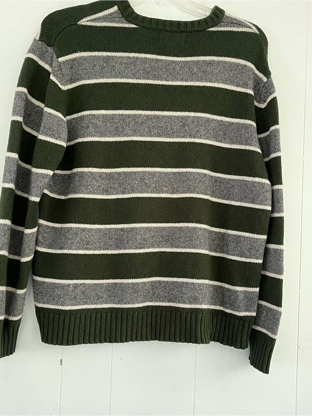 Y2K American Eagle Mens XL Green Gray Stripe Wool Blend Crewneck Sweater Vintage - Picture 8 of 12